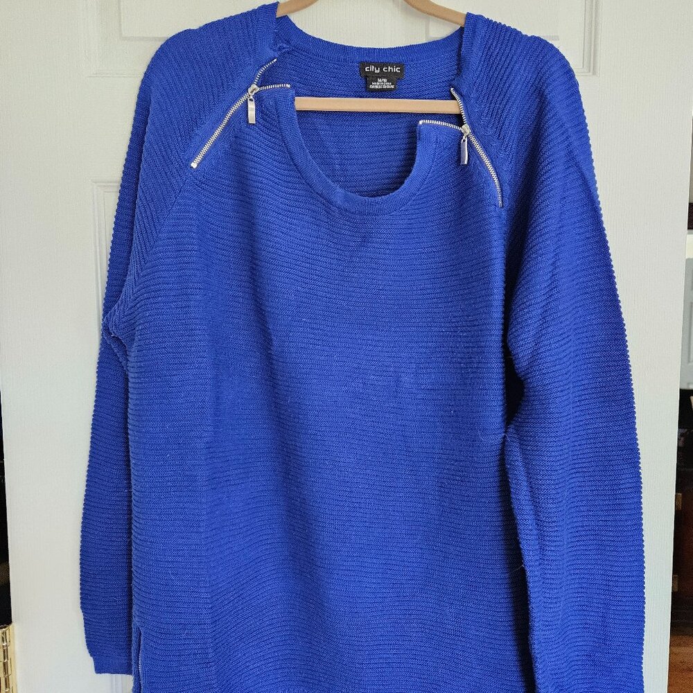 CityChic L/S Cobalt Blue Sweater, tunic length, 2x